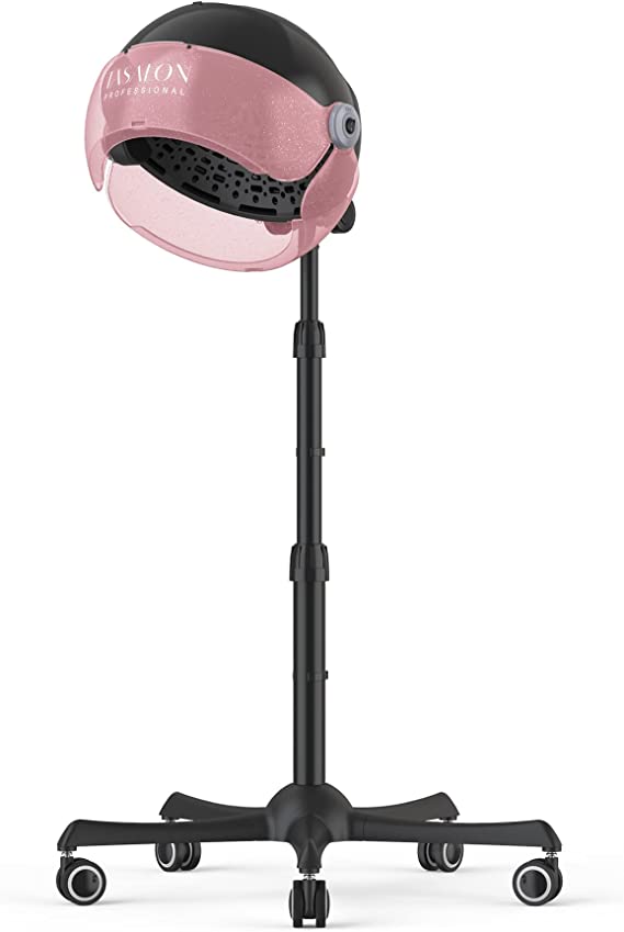 TASALON Ionic Hooded Hair Dryer, 1875W Professional Adjustable Standing Hair Dryer Bonnet with 3 Temperature Settings, Sit Under Hair Dryer for Home, Auto Salon Dryer with Rolling Wheels & Timer, Pink