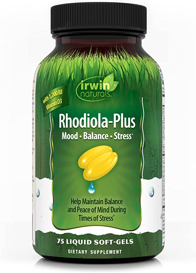 Irwin Naturals Rhodiola-Plus - 75 Liquid Soft-Gels - Helps Maintain Balance & Peace of Mind - with L-Theanine, Magnesium & Vitamin D3 - 25 Servings