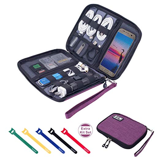 Travel Cable Organizer Bag Waterproof Portable Electronic Organizer for USB Cable Cord Phone Charger Headset Wire SD Card,5pcs Cable Ties