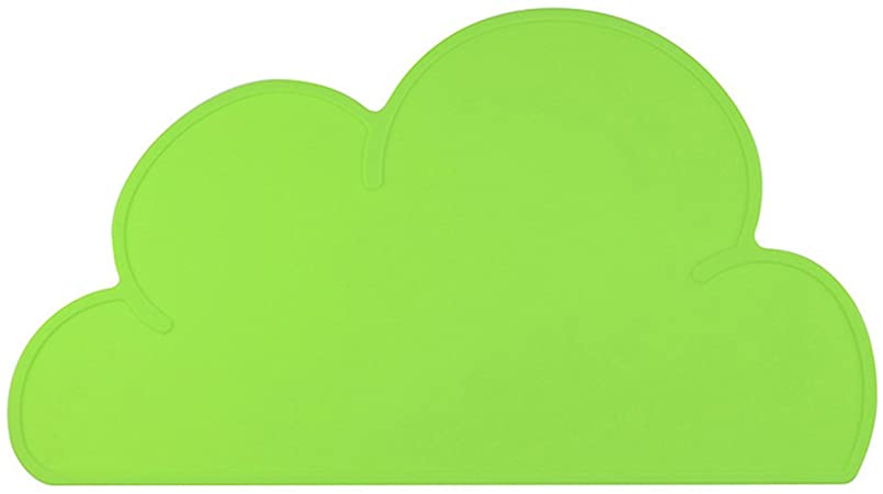 Kids Silicone Cloud Placemat Dinnerware Table Mat Washable Portable Place Mat (Green)