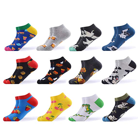 WeciBor Men's Dress Cool Colorful Fancy Novelty Funny Casual Combed Cotton Ankle Socks Pack