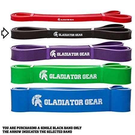 Gladiator Gear Pull Up Assist Bands | Save 50% ON Sets of 4 | Free Bonus Workout E-Guide | for Pull Up Assist, Crossfit WOD, Yoga & Powerlifting | Choose from Single Resistance Band or Set