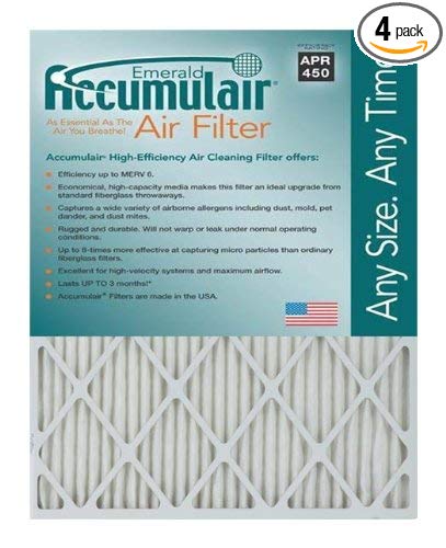 Accumulair FC18X25_4 MERV 6 Rating Air Filter/Furnace Filters, 18x25x1 (17.75 x 24.75) - 4 pack