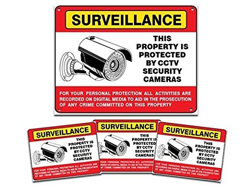 Large CCTV Security Camera Warning Sign & Decals