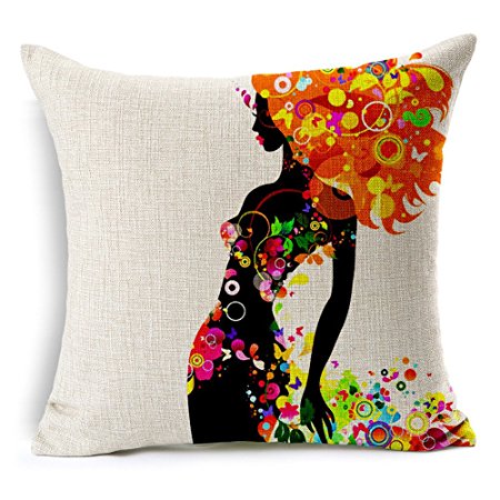 Ricdecor Cotton Linen Square Decorative Throw Pillow Case Cushion Cover Home Décor Design 18"x 18" (NO.2)