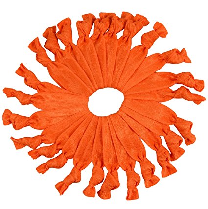 Cyndibands Orange Bulk Elastic Hair Ties (More Colors Available) No-Snag Gentle Knotted Ponytail Holders / Bracelets 25 Count