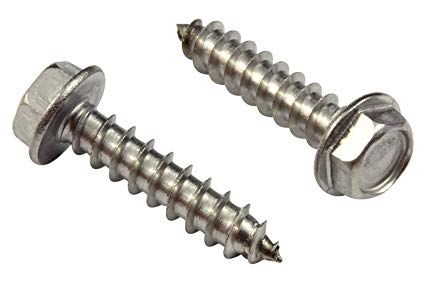 #8 X 3/4" Stainless Indented Hex Washer Head Screw, (100 pc), 18-8 (304) Stainless Steel Screw by Bolt Dropper