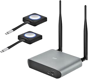 Monoprice One-Click USB-C Wireless Presenter 4K Conference Presentation System - Screen Mirroring, Instant Meeting Launch, Includes 2 Transmitters, Works with Windows, Mac, iOS, Android, and Miracast