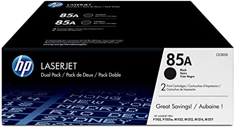 HP 85A | CE285D | 2 Toner Cartridges | Works with HP LaserJet Pro M1212nf, M1217nfw, P1102w, P1109w | Black