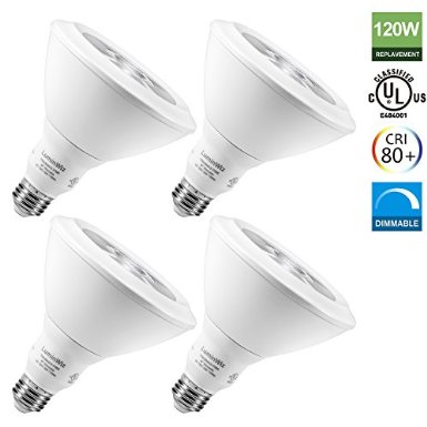 PAR38 Led Bulb,Flood Light Bulb,LuminWiz 18W 2700K 1100lm Warm White Dimmable LED Light Bulb, 120W Equivalent,E26 Base,UL Listed,4-Pack