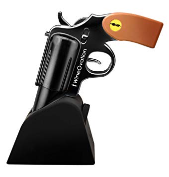 WineOvation Electric Gun Wine Opener (Black) - Open your Wine Bottle fast and without hassle - Great Gifts for Gun Enthusiasts and Wine Lovers