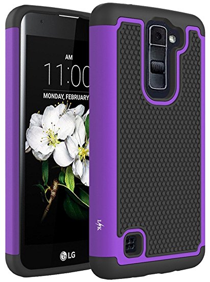 LG Tribute 5 Case, LG K7 Case, LK [Shock Absorption] Drop Protection Hybrid Dual Layer Armor Defender Protective Case Cover for LG Tribute 5 / LG K7, Purple