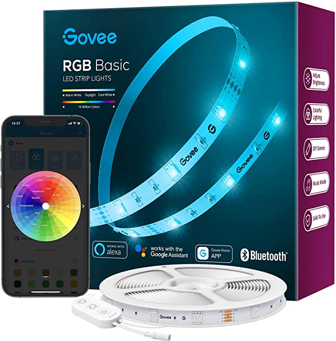 Govee LED Strip Light Alexa, 5m LED Lights Smart WiFi App Control RGB, Work with Alexa and Google Assistant, Colour Changing, Music Sync led Lights for Bedroom, Living Room, Kitchen, Home, TV, Party