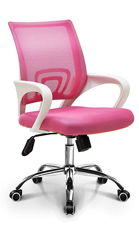 Neo Chair Latex Seat Home Office Chair Conference Room Chair Desk Task Computer Mesh Chair : Ergonomic Lumbar Support Swivel Adjustable Tilt Mid Back Wheel, (Fashion Mesh Pink)