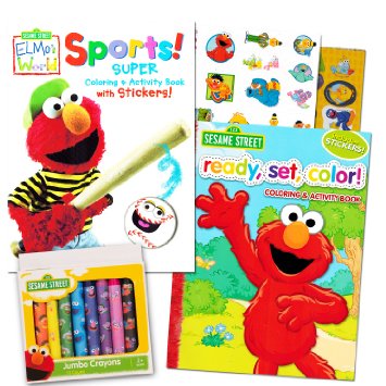 Sesame Street Coloring Book Super Set with Sesame Street Crayons -- 2 Coloring Books, Over 160 Coloring Pages and 60 Stickers Total!