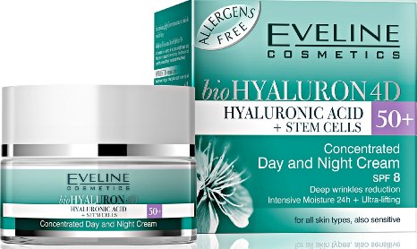 Biohyaluron 4d Concentrated Face Day and Night Cream 50 for All Skin Types Also Sensitive Deep Wrinkles Reduction 50 Ml
