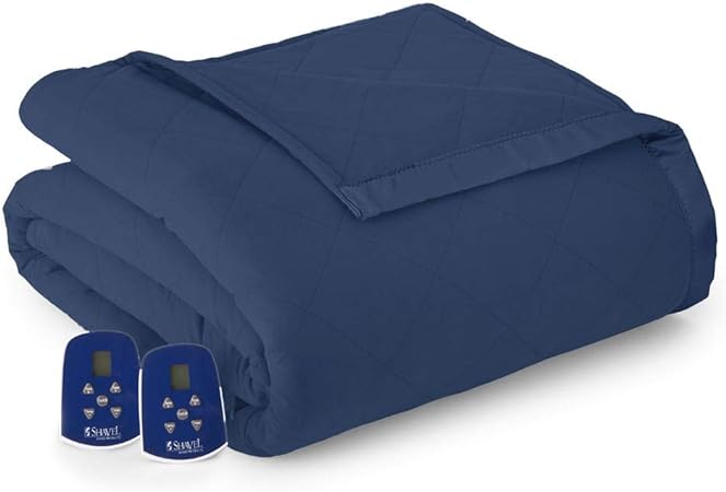 Shavel Home Products Micro Flannel Electric Luxuriously Sherpa Blanket, Twin, Smokey Mt. Blue