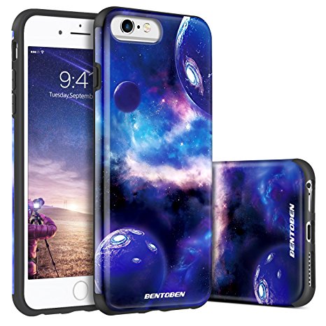 iPhone 6 Plus Case, iPhone 6S Plus Case, BENTOBEN Nebula Space Universe Ultra Slim 2 in 1 Hybrid Hard PC Flexible TPU Drop Proof Protective Phone Case for iPhone 6 Plus / 6S Plus (5.5")- Purple