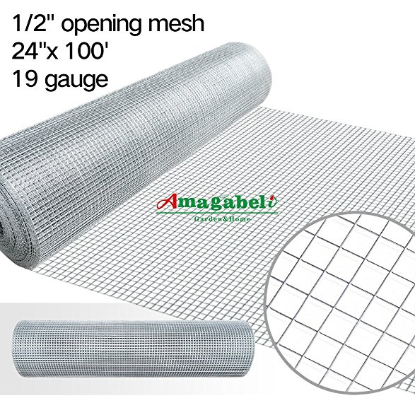 1 2 inch Galvanized Hardware Cloth 24 x 100 Gopher Wire Welded Mesh Chicken Tractor Coop Raised Garden Bed Rabbit Cage Ground Hog Fence Rodents Animal Chew Proof Window Screen Outdoor Fencing Material