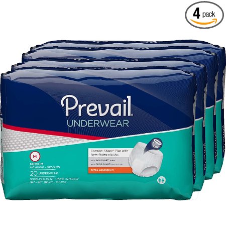 Prevail Extra Absorbency Incontinence Underwear, Medium, 20-Count (Pack of 4)