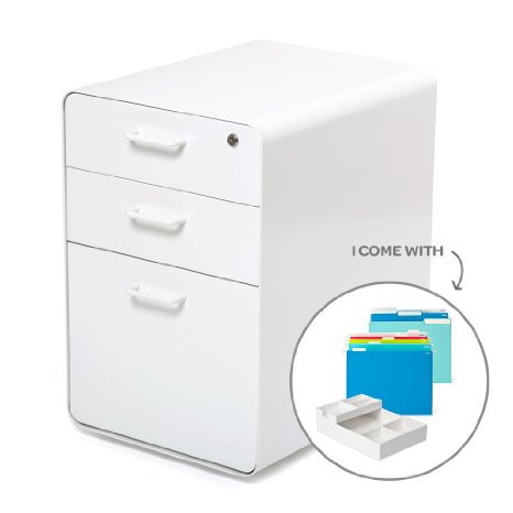 Poppin White Fully Loaded Stow 3-Drawer File Cabinet