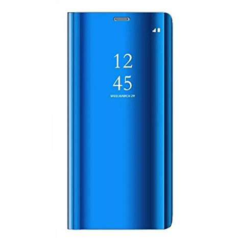 AIsoar Galaxy Note 8 Case with Kickstand Mirror Clear View Window Flip Case Cover Slim Multi-Function Mirror Case S-View Stand flip Folio Full Body Protection Cover for Samsung Galaxy Note 8 (blue1)