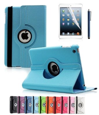 Apple iPad 2/3/4 Case, CINEYO(TM) 360 Degree Rotating Stand Case Cover with Auto Sleep / Wake Feature for iPad 2/3/4(10 Colors)this case is for Apple iPad 2 3 4 (Light Blue)