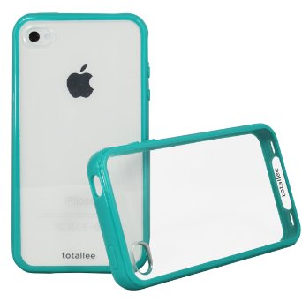 iPhone 4S Case, Totallee Clearback Hybrid iPhone 4 / 4S Cover Scratch Resistant Clear Hard Back with Bumper Shock Absorption (Teal)
