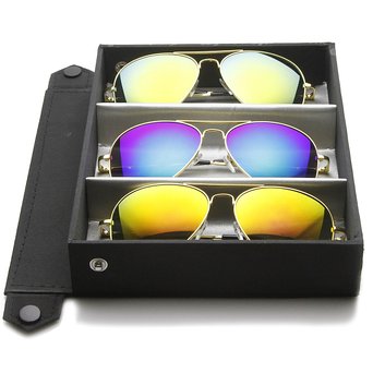 zeroUV - Classic Metal Teardrop Color Mirror Lens Aviator Sunglasses w/ Spring Hinges