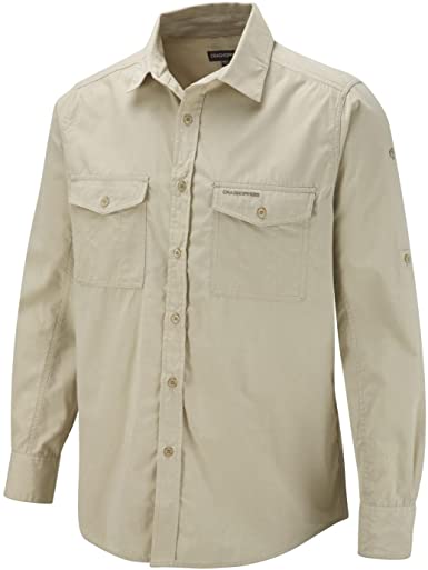 Craghoppers Men's Kiwi Classic Long Sleeve Button Down Shirt Insect Repellent UPF 40  Mid Layer Top