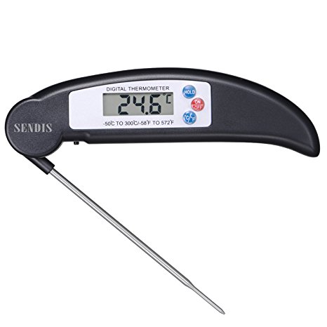 SENDIS Food thermometer digital thermometer for Kitchen Instant-Read Cooking with Stainless Probe for BBQ, Candy, Grill, Milk, Turkey, Beef, Cheese etc (Black)