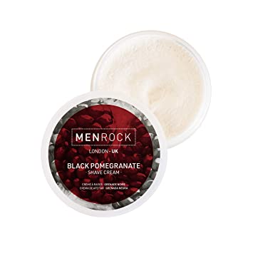 Men Rock Black Pomegranate Men's Shave Cream - Non Aerosol Shaving Cream with Coconut Oil, Premium Shaving, Moisturizing Shaving Cream for Men, Scented Shaving Cream - Travel Shave Cream, 3.4 Oz.