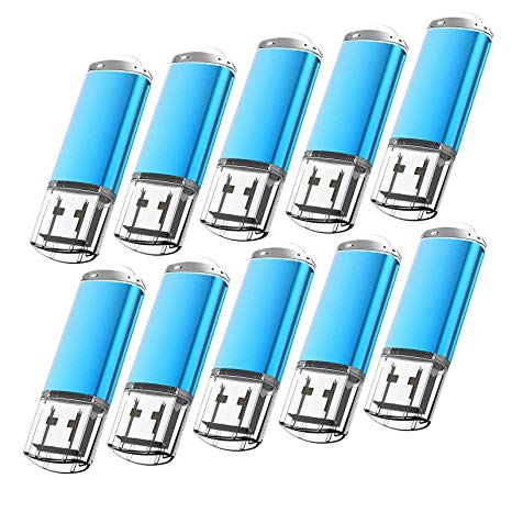 10 Pack Flash Drive 1GB USB 2.0 Thumb Drive Capped Memory Stick by Kootion, Blue