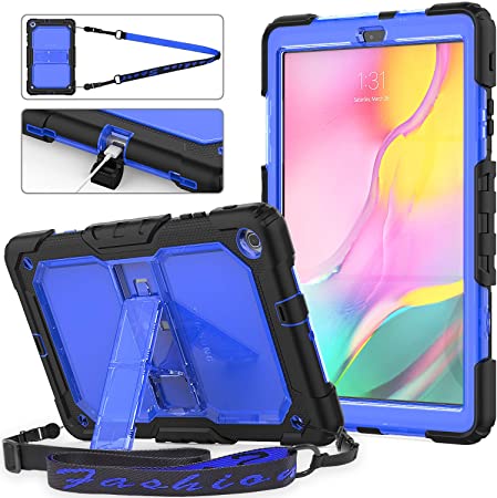 Galaxy Tab A 10.1 2019 Rugged Case,SM-T510/T515, [Portable Shoulder Strap],Full Body Shockproof Protective Case with Kickstand for Samsung Galaxy Tab A 10.1 2019(Blue)
