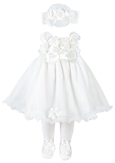 Taffy Baby Christening Baptism 3D Flower Dress Gown 6 Piece Deluxe Set 0-3 Months
