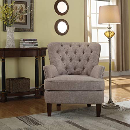 NHI Express 92005-16TP Button Tufted Chair, 31 W x 35 D x 37.5 H, Taupe