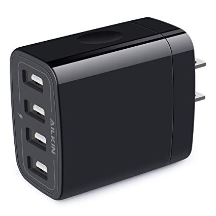 Wall Charger, USB Charger Adapter, Ailkin 4.8A 4Multi Port Fast Charging Station Power Base Block Plug Cube Brick for Phone 11Pro Max/XR/XS MAX/8/7 Plus, Samsung A10e/Note 10 /S10 Kindle Fire USB Plug