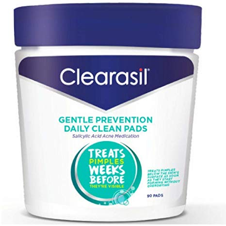 Clearasil Daily Clear Acne Face Pore Cleansing Pads, Hydra-Blast Oil-Free Facial Pads, 90 ct