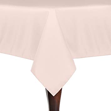 Ultimate Textile 60 x 60-Inch Square Polyester Linen Tablecloth Ice Peach