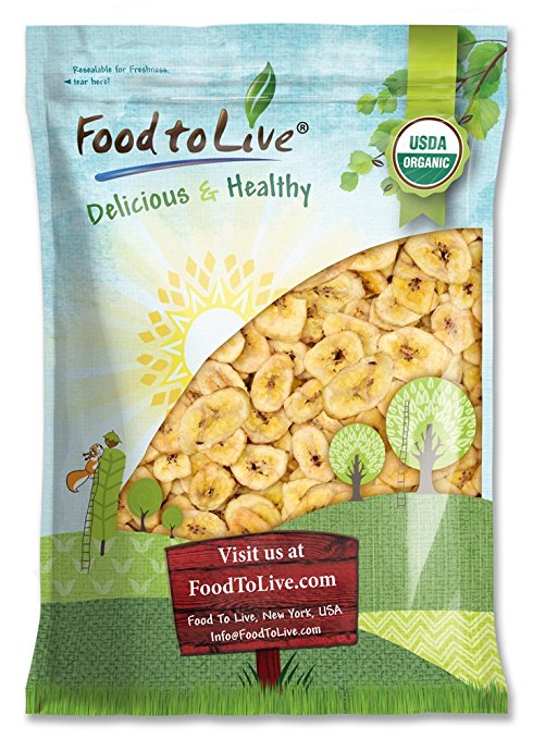 Food to Live Certified Organic Banana Chips (Non-GMO, Kosher, Unsulfured, Bulk) (5 Pounds)