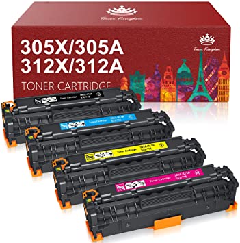Toner Kingdom Remanufactured Toner Cartridge Replacement for HP 305 305A 305X 312 312A 312X for HP Pro 400 300 Color MFP M451dn M451nw M475dn M476nw M476dw M351A M375nw Toner Printer (4 Pack)