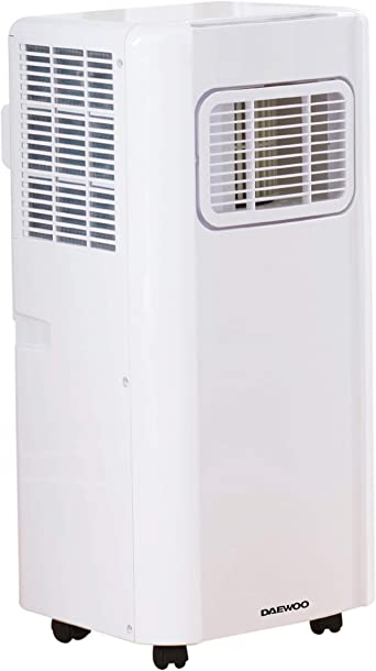 Daewoo 7000 BTU Portable 3-in-1 Air Conditioning Unit with LED Display, Remote Control, 24hr Timer, 2 Fan Speed Settings for Home/Small Office-White [Energy Class A]