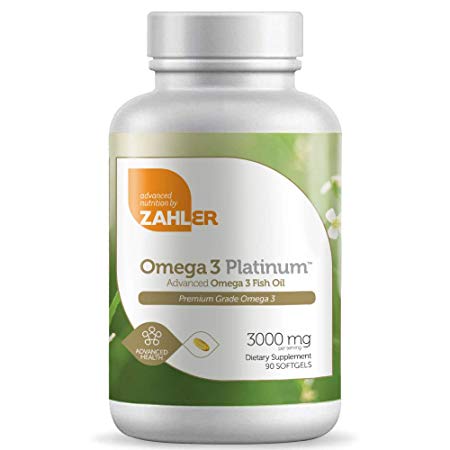 Zahler Omega 3 Platinum 3000mg, Advanced Omega 3 Fish Oil Supplement, Burpless Softgel with No Fishy Aftertaste, Highest in EPA and DHA,Certified Kosher, 90 Softgels