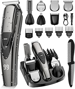 Beard Trimmer for Men SHPAVVER,17-Pc Set Rechargeable Hair Clippers Kit with Safety Lock,Mens Grooming Kit for Hair Beard Body & Nose,Gifts for Men