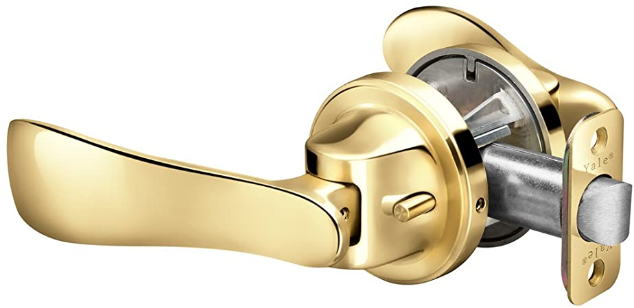 Yale P5201301 Navis Paddle Lever, Hands-free opening – Push with your hip, Privacy, Polished Brass