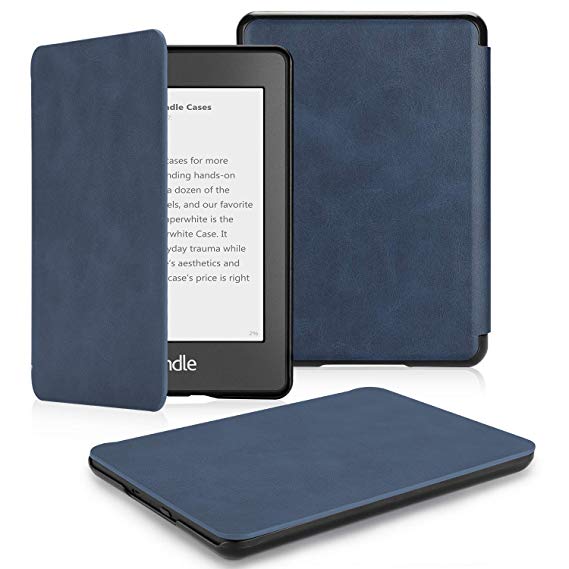 OMOTON Kindle Paperwhite Case (10th Generation-2018), Smart Shell Cover with Auto Sleep Wake Feature for Kindle Paperwhite 10th, Ink Blue