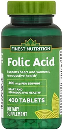 Folic Acid 400mcg, 400 Tablets Finest Nutrition