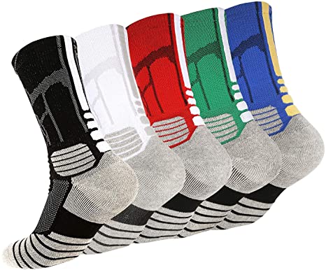 Tisone Elite Basketball Socks, Cushioned Mid-Calf Athletic Sports Crew Socks For Boys Girls Men & Women