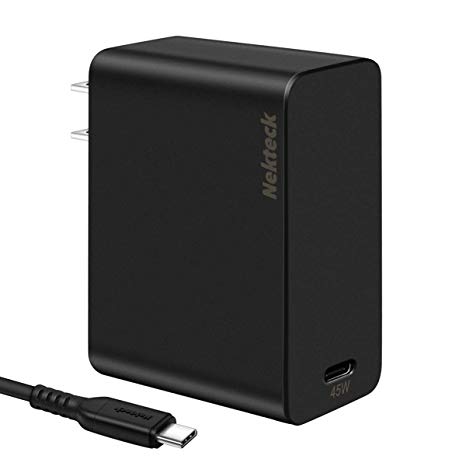 Nekteck USB-IF Certified USB Type C Wall Charger with Power delivery PD 45W for New MacBook Pro, MacBook Air 2018, Google Pixel 3/2/ XL Galaxy S9/ S9 / Note 8/ S8/ S8  More (Free 6ft USB-C Cable)