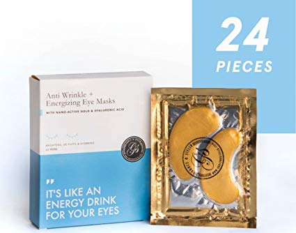 Gold Powder Collagen Eye Mask (24 Pairs) Vegan Cruelty Free Under Eye Patches | Anti Ageing Dark Circle Treatment Advanced Night Wrinkle Repair Soothing Gel Masks Depuffing Pads